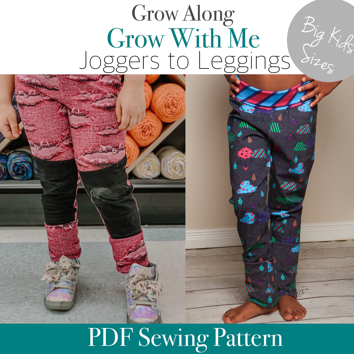 BIG KIDS Grow Along Pants (Joggers to leggings) - PDF Apple Tree Sewin –  Apple Tree Sewing Patterns