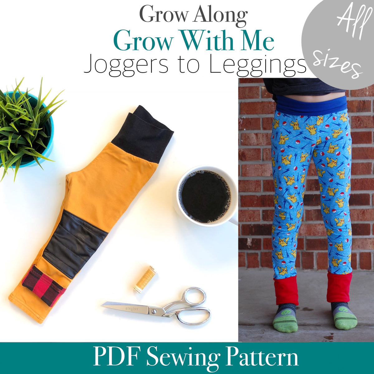 ALL SIZES Grow Along Pants (Joggers to leggings)- PDF Apple Tree Sewin –  Apple Tree Sewing Patterns