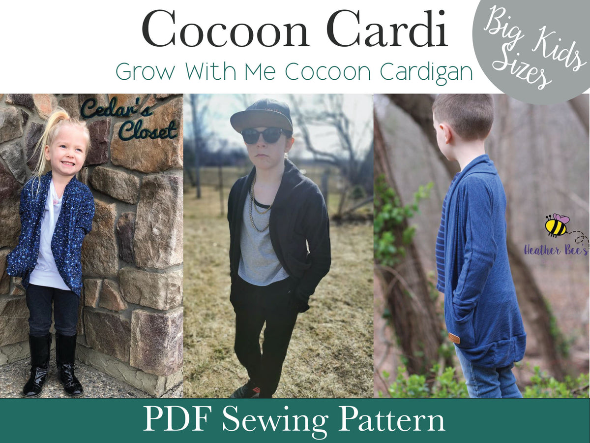 Big Kids Cocoon Cardi PDF Apple Tree Sewing Pattern