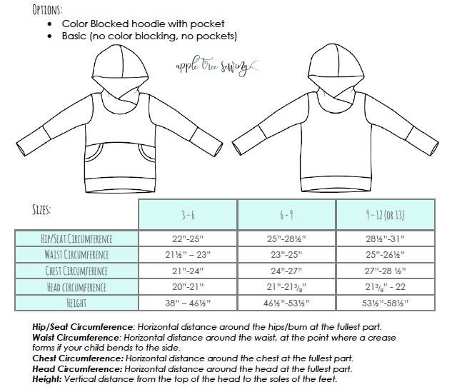 Big Kids Color Blocked Hoodie Grow With Me Hoodie PDF Apple Tree Sew