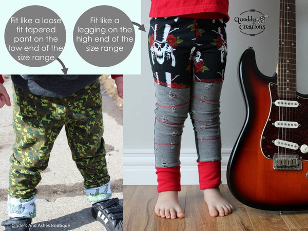 BIG KIDS Grow Along Pants (Joggers to leggings) - PDF Apple Tree