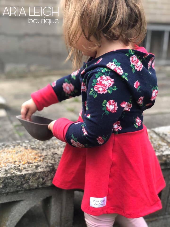 Little Kids Hooded Grow With Me Dress PDF Sewing Pattern Apple Tree