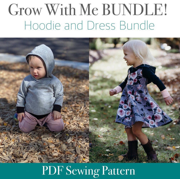 All Sizes Hooded Dress and Color Blocked Hoodie BUNDLE - PDF Apple Tree Sewing Patterns
