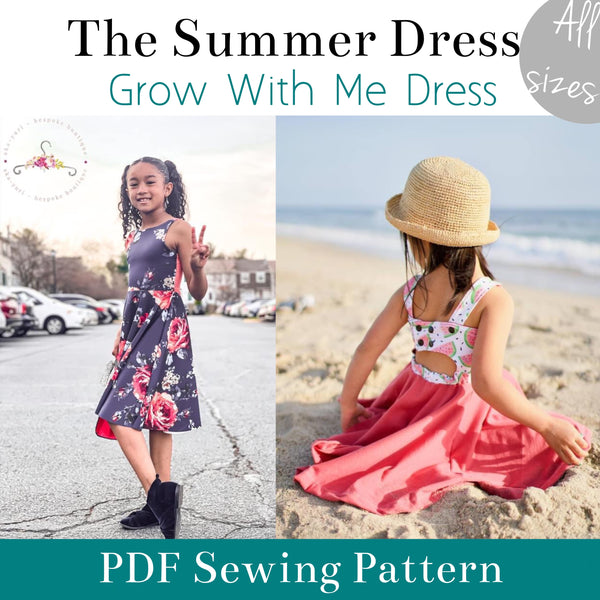 The Summer Dress Cover photo showing two young girls modelling the dress front and back.