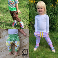 Little Kids Bunny Bottoms- Grow with Me Drop Crotch joggers - PDF Apple Tree Sewing Pattern
